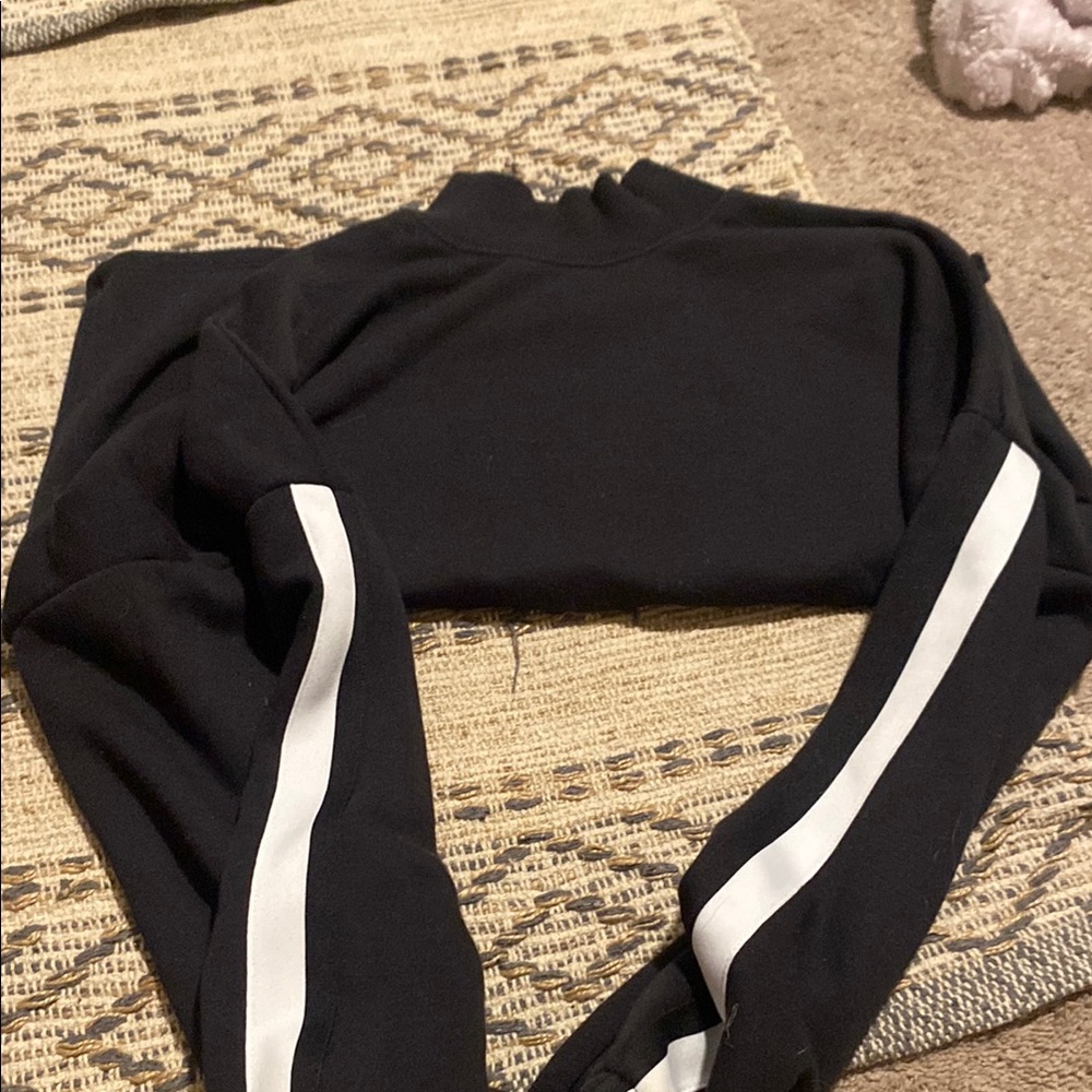 Black Long Sleeve Top with White Stripes